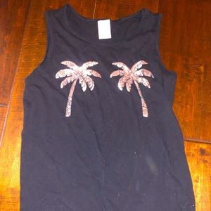 XS Victoria’s Secret pink black palm tree tank top